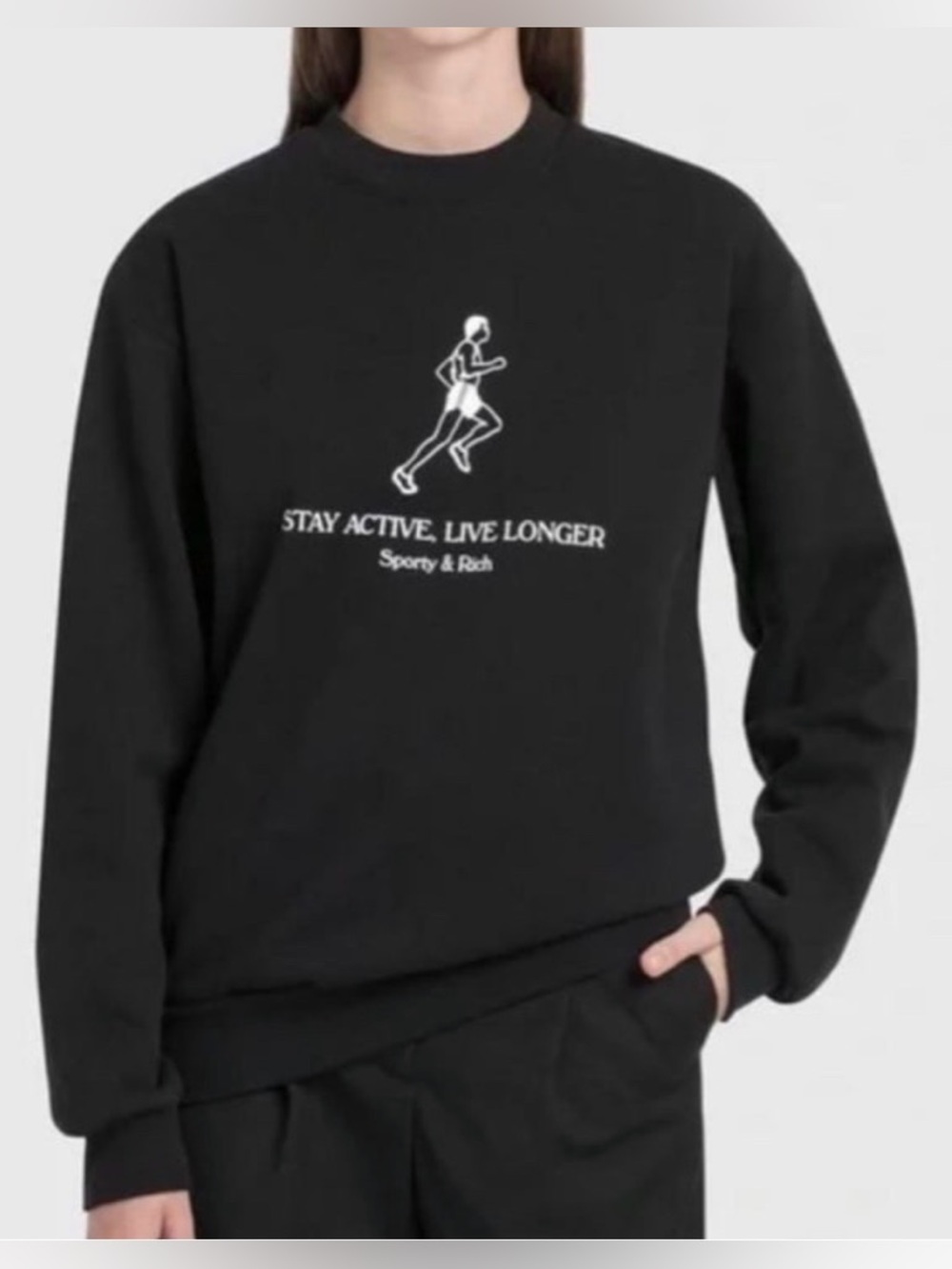 Sporty and Rich Black Live Longer Sweatshirt